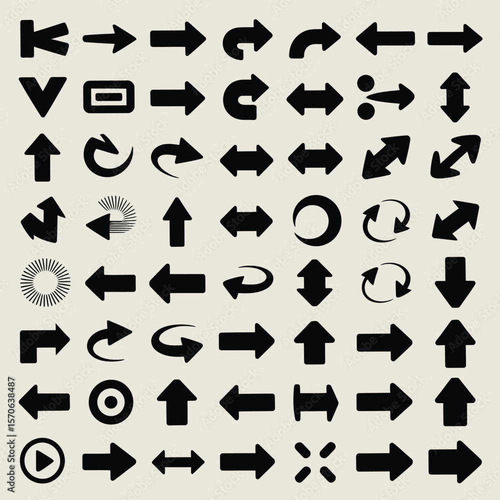 Poster collection of black arrow icons various styles and directions navigation symbols set for web design 
