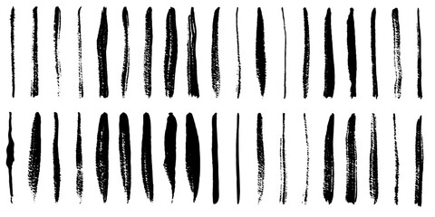 Permanent marker lines for underlining and highlight. Black marker stroke collection. Vector