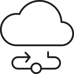 Fototapeta premium Cloud computing icon with workflow arrow, representing data synchronization, process automation, and digital technology in modern, minimal style