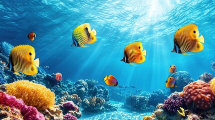 Fototapeta premium Vibrant underwater coral reef scene