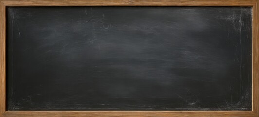 The rustic blackboard with a wooden frame ready for creative expression.