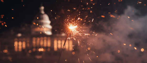 Celebratory fireworks display capitol building event photography nighttime close-up american independence