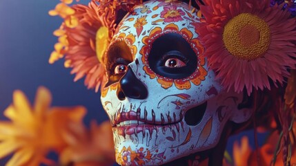 Celebrate life with floral skull art and sugar skull concept themes