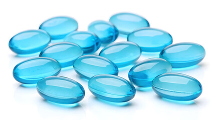 blue pills on white background