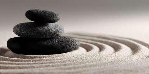 Balancing Stones on Serene Sand Garden Design