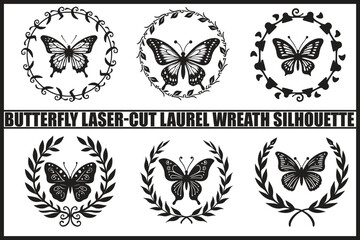 Fototapeta premium Butterfly Laurel Wreath Bundle 