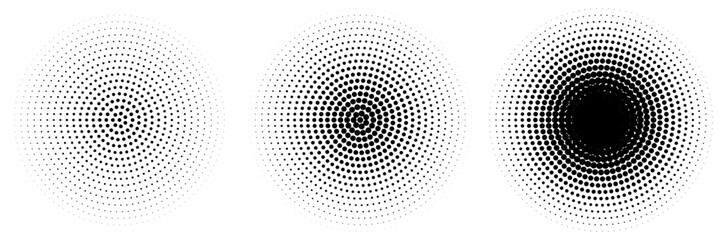 Halftone gradient. Dotted gradient, smooth dots spraying and halftones dot background seamless horizontal geometric pattern vector template set. unique dots modern circles