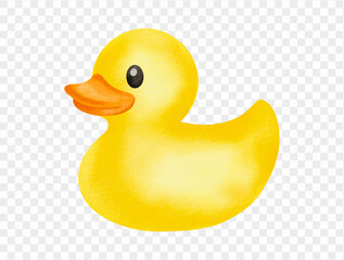 Yellow rubber duck in watercolor, perfect for summer, bath or pool themed designs.