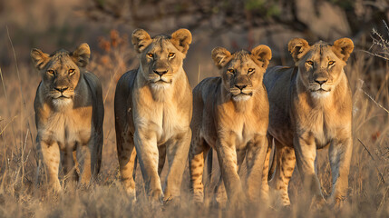 group of great lioness