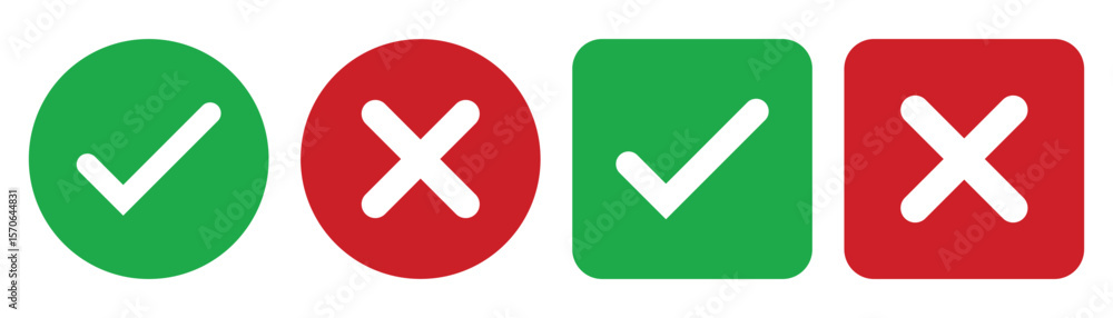 Poster check mark icon button set. isolated checkmark symbol, right and wrong sign concept. check box icon 