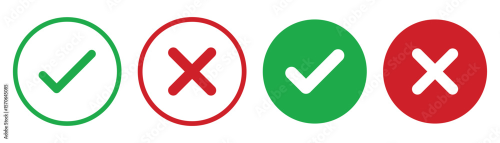 Poster check mark icon button set. isolated checkmark symbol, right and wrong sign concept. check box icon 