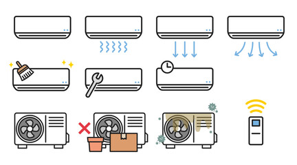 エアコンと室外機のアイコンセット