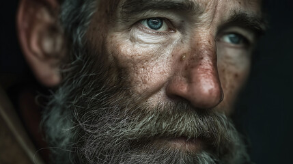 Obraz premium Close-up portrait of an elderly man with detailed features and soft lighting