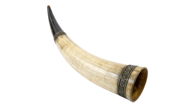Decorative Ornate Drinking Horn isolated on transparent background