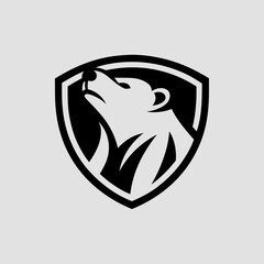 Majestic Polar Bear Shield Logo Design, Vector Illustration