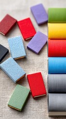 Colorful Scattered Matchbooks on Textured Parchment
