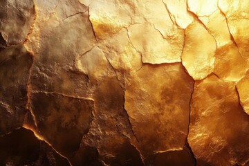 golden Rock Wall Shines with Light, Creating Unique Textured Background