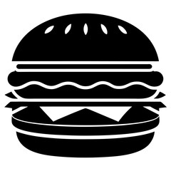 Burger black Silhouette vector