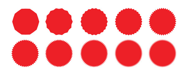 Set of red price sticker, sale or discount sticker, sunburst badges icon.Special offer price tag.Starburst pop art.starburst icon with sparkles. simple shining star symbol.
