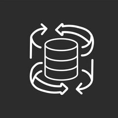 Data Processing Icon outline in Black and White – AI Server and Information Flow Symbol, symbol icon, vector illustration
