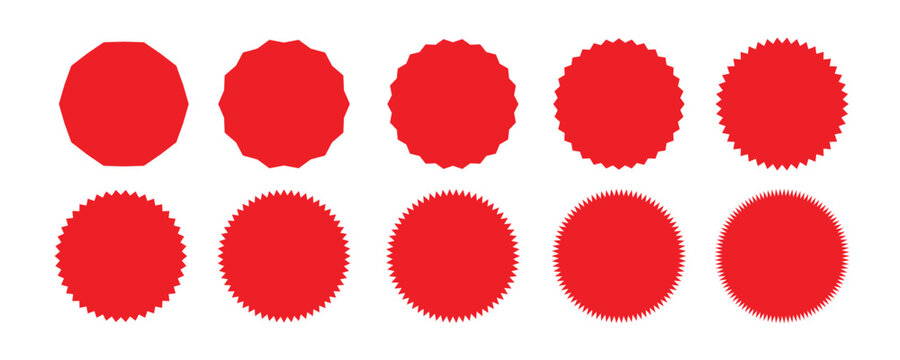 Set of red price sticker, sale or discount sticker, sunburst badges icon.Special offer price tag.Starburst pop art.starburst icon with sparkles. simple shining star symbol.