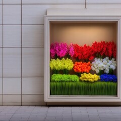 Colorful Synthetic Flower Shop Display with UV Light Blooms