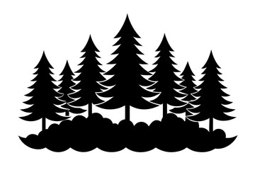 Obraz premium Foggy forest vector silhouette 