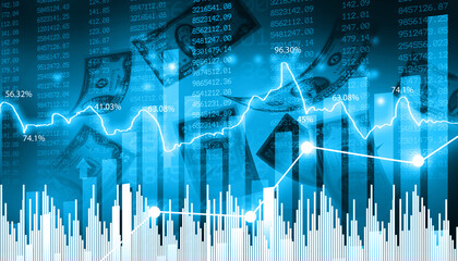 stock market chart financial data. Global finance and trading. 3d illustration