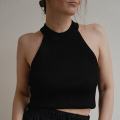 Casual Portrait of Woman in Black Top
