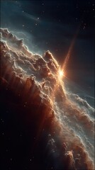 Cosmic Dust and Stellar Light: A Vibrant Nebula in Deep Space