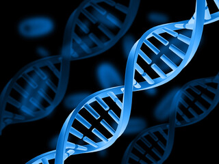 Dna helix model biotechnology and bioengineering concept design. 3d illustration