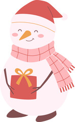 Snowman holding gift

