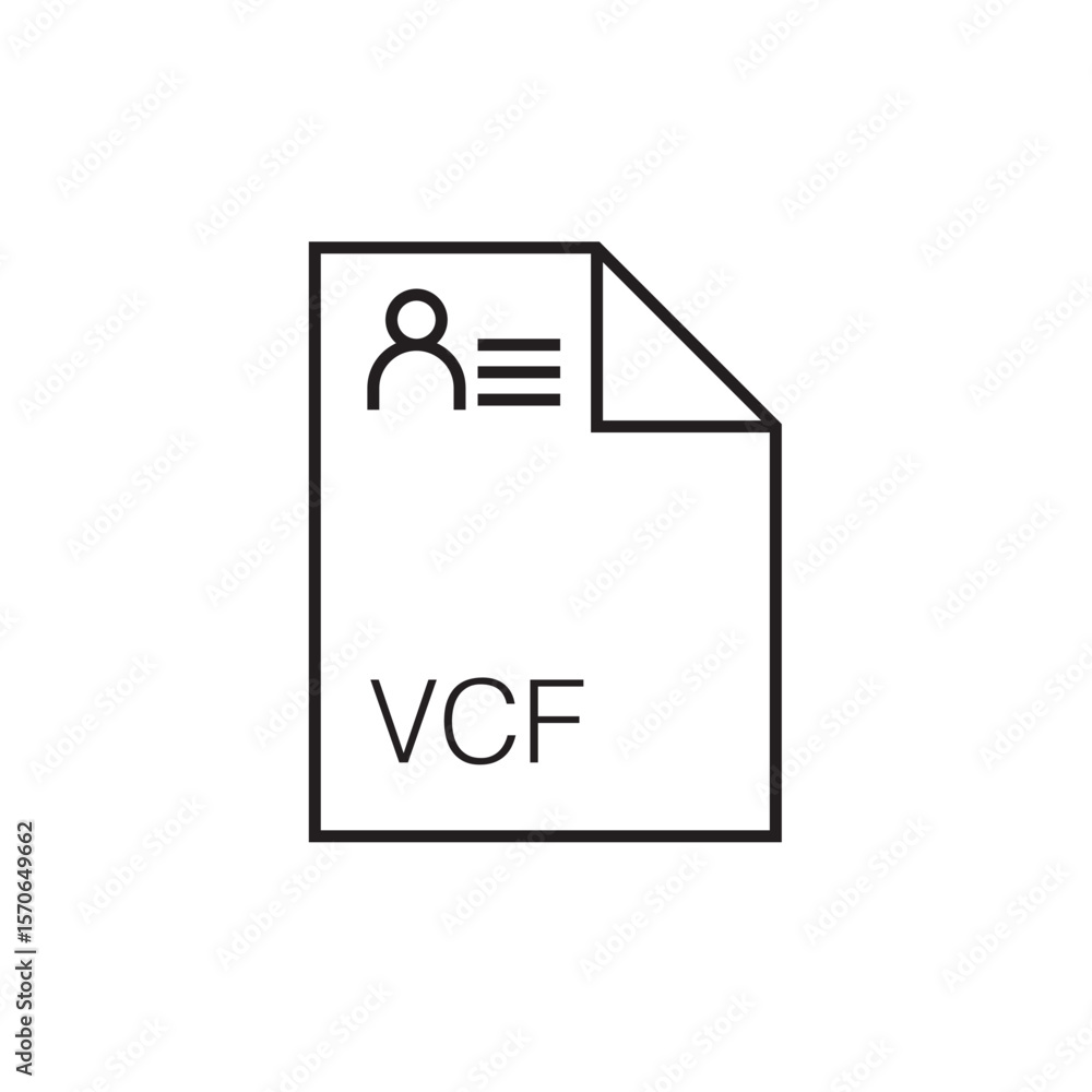 Poster vcf file extension icon outline editable stroke eps