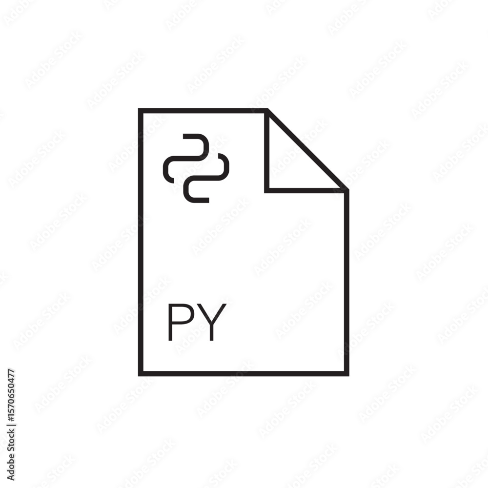 Poster py file extension icon outline editable stroke eps