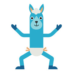 Cute blue llama character in a sumo wrestling pose