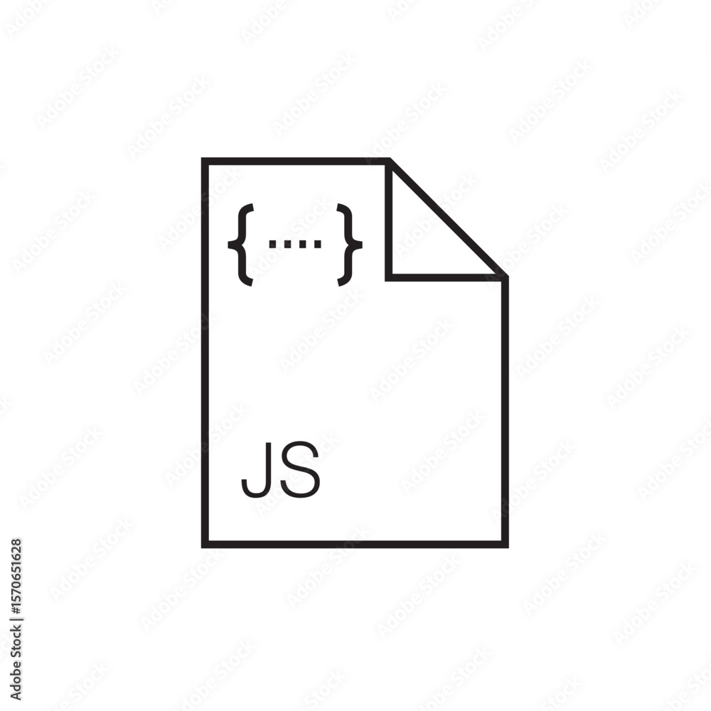 Poster js file extension icon outline editable stroke eps