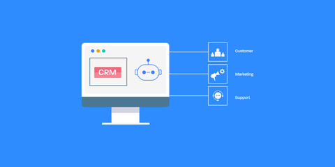 Smart CRM technology streamlining customer engagement and automating marketing and relationship management.