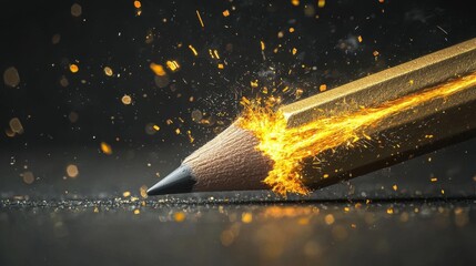 sharpening a pencil creates sparks and Bright Particles, Creative Theme