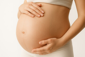 pregnant woman holding her belly