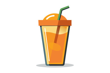 Download this vibrant and refreshing orange juice vector illustration featuring a tall glass filled with bright orange juice and garnished with a lemon slice.