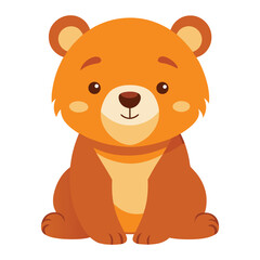 Adorable cartoon brown bear sitting and smiling with a friendly expression