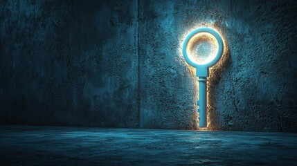 Glowing Key Against a Textured Wall Reveals Hidden Access With Mystery Theme