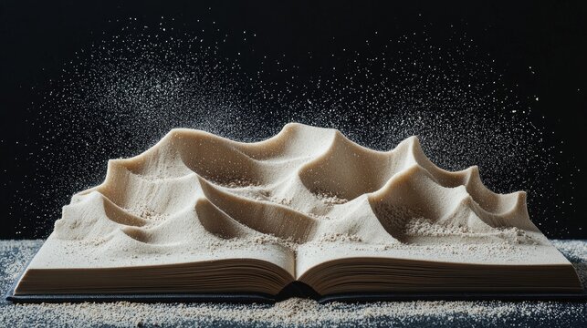 a book made of sand black background,32K uhd - Powered by Adobe