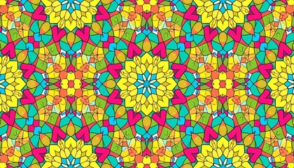 Bright abstract mosaic seamless pattern. Vector background. Endless texture.