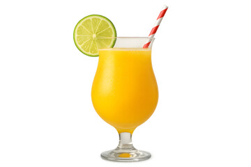 Glass of orange juice with lemon isolated on white background

