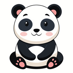 Adorable cartoon panda sitting happily with pink paw pads