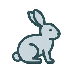 Minimalist Vector Icon of a Rabbit – Flat Cartoon Style, Transparent Background