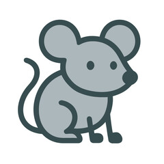 Minimalist Vector Icon of a Mouse – Flat Cartoon Style, Transparent Background