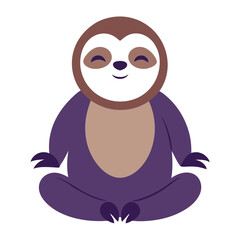 Cute cartoon sloth meditating in a peaceful yoga pose