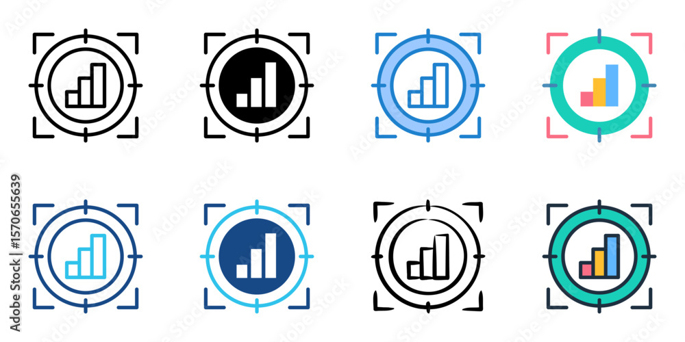 Poster target icon set multiple style collection